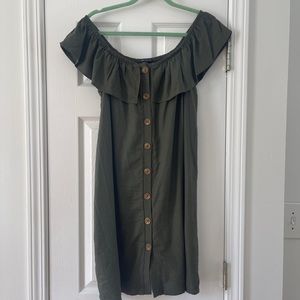 Off the shoulder, button up dress